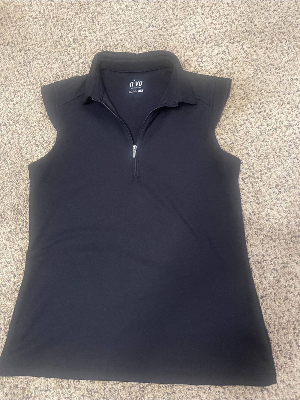Black Sleeveless Zip Polo Tank